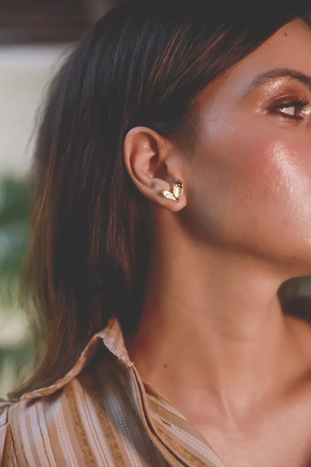 Double Rue Leaf Earring - Gold