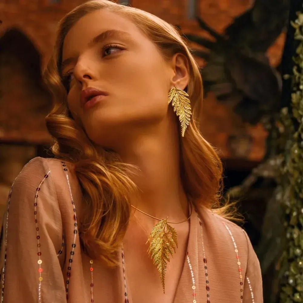 NECKLACE- PORTUGUESE LACE MAIDENHAIR FERN GB - GOLD