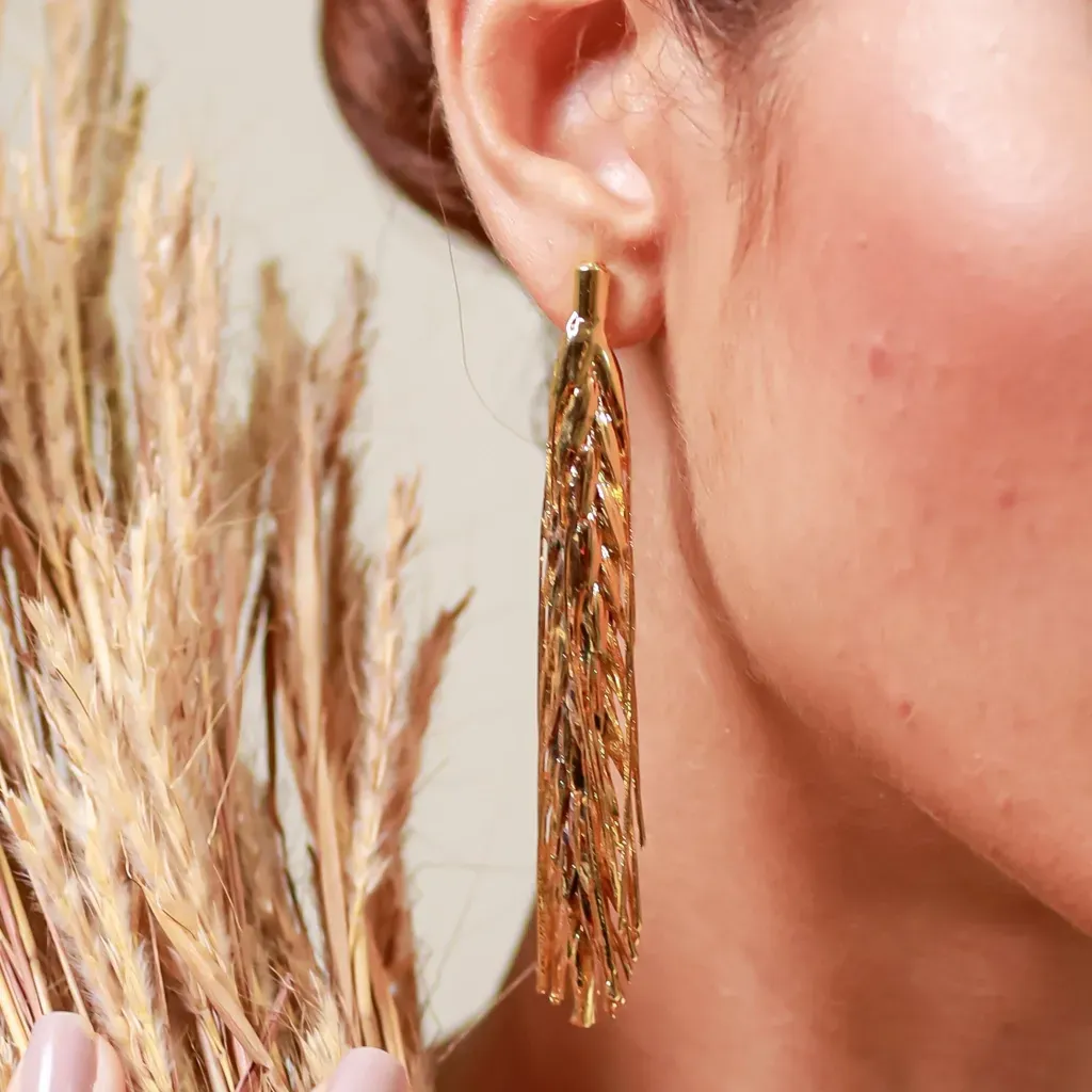 18K Gold-Plated Real Wheat Earrings