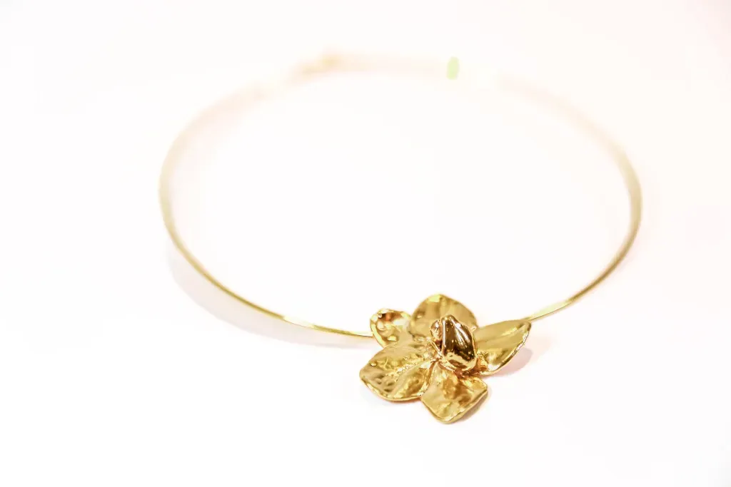 Orchid Pendant | Gold Plated Floral Jewelry