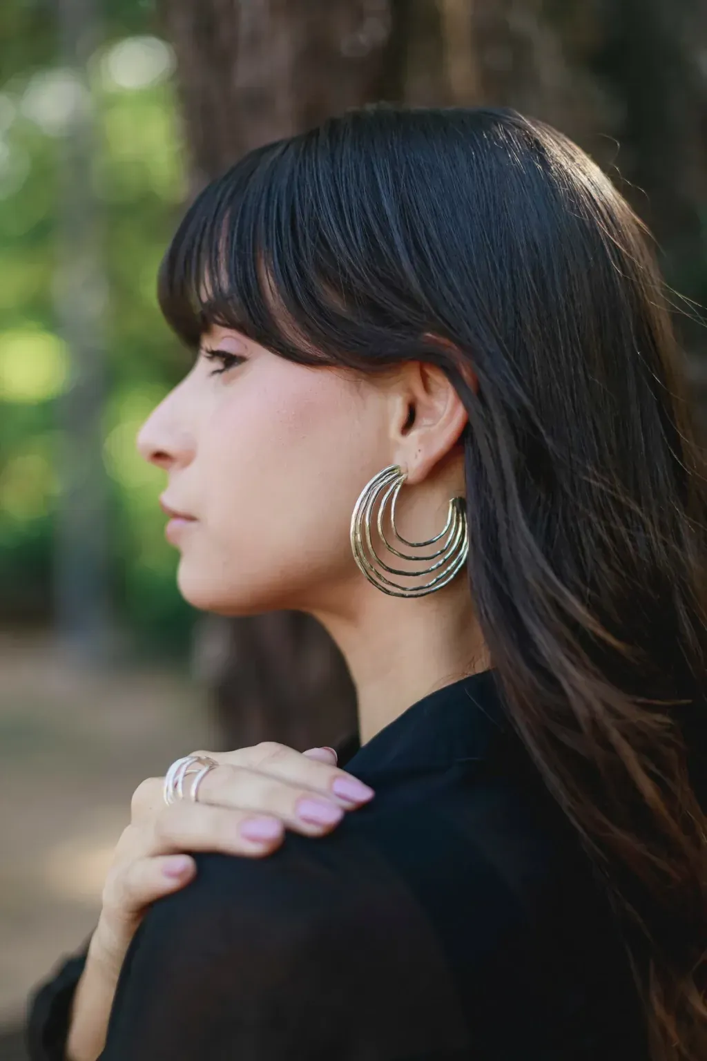 Root  Earrings (Hoops) -Silver