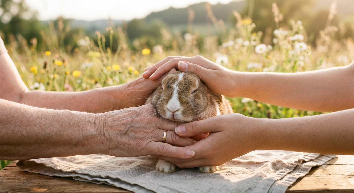 A warm, softly lit, and natural close-up photograph capturing a beautiful moment of connection. A di