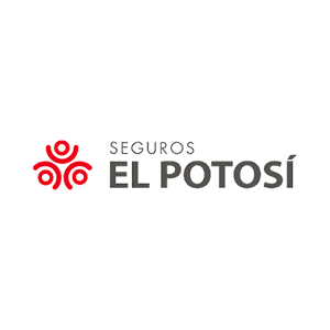 El logo de Seguros El Potosí es un logo rojo y negro sobre un fondo blanco.