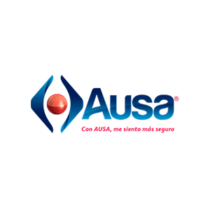 Un logotipo azul y rojo para una empresa llamada ausa