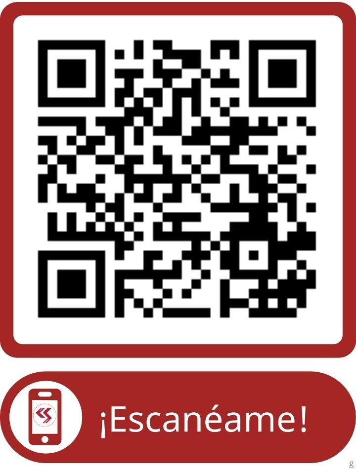 Un código qr con un ícono de teléfono y un botón que dice escaneame.