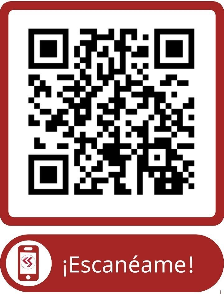 Un código qr con un ícono de teléfono y un botón que dice escaneame!