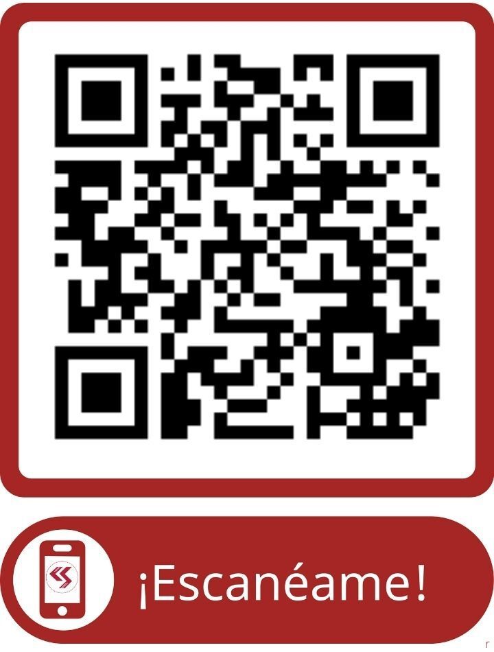 Un código qr con un ícono de teléfono y las palabras escaneame.