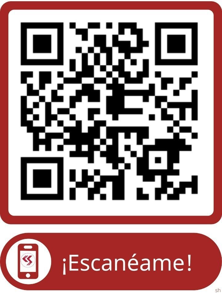 Un código qr con un ícono de teléfono y un botón que dice escaneame.