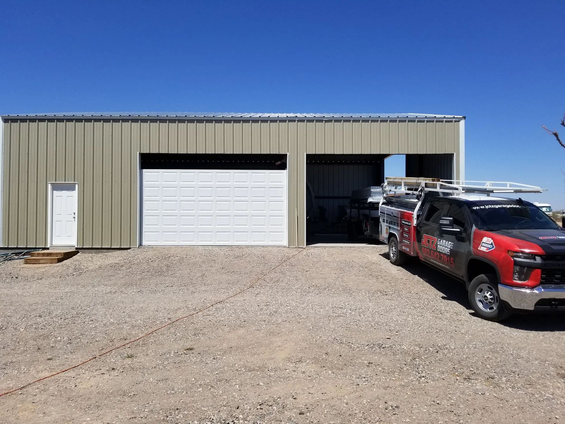commercial garage doors being installed