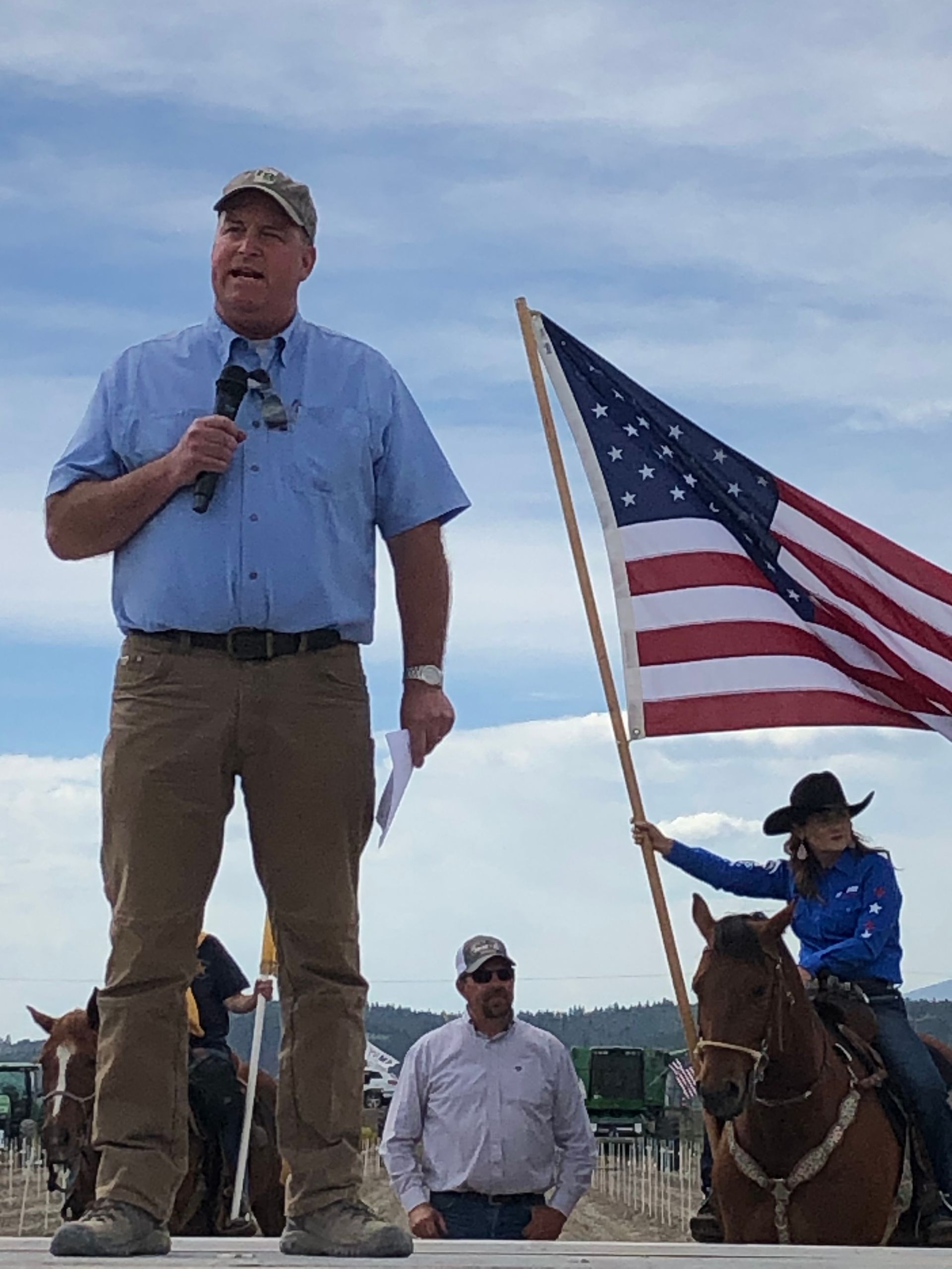 Jamie speaking on behalf of farmers at a water rally in Klamath.