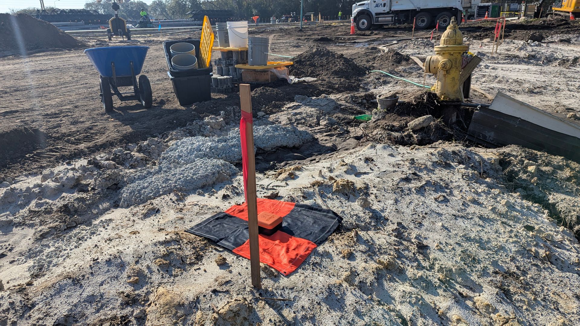 InTerra SmarTarget on ground of construction site in Atlanta, GA