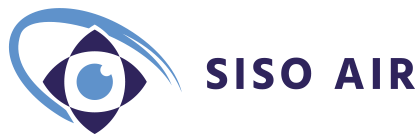 Light blue and dark purple SISO Air logo