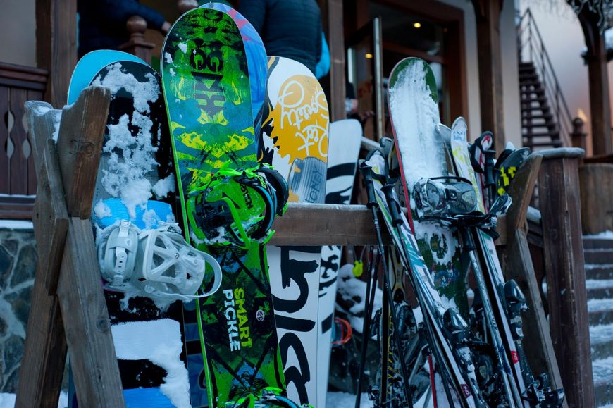Snowboards and skis