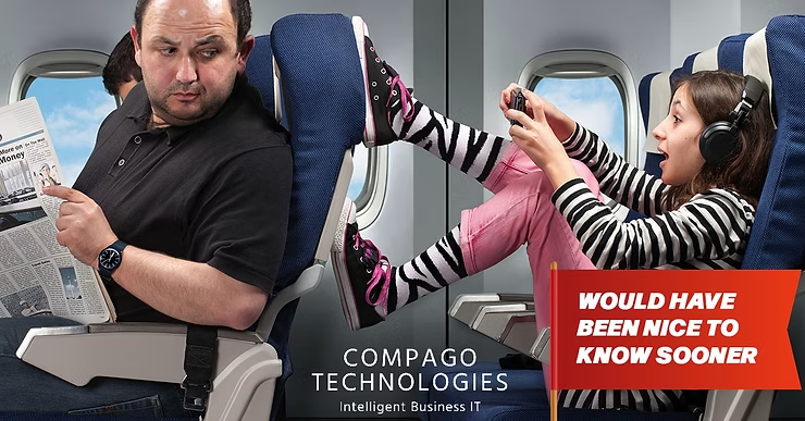Passenger Braces as a Child in Headphones Kicks His Seat — Compago Technologies In Cambridge, TAS