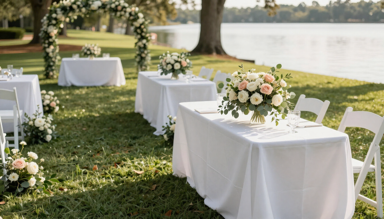 Waterfront reception setup