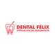 El logotipo de Dental Felix es un diente con una aguja que sobresale de él.