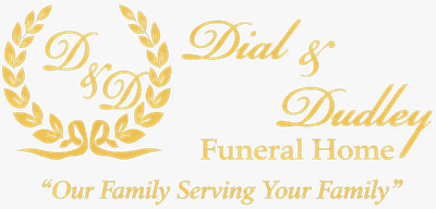 Logo for Dial & Dudley Funeral Home: gold text, intertwined 