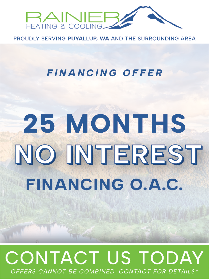 Advertisement for HVAC services, including air conditioning, heating, and solar, with a call to action.