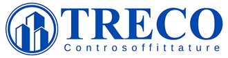Logo TRECO Conforte con icona circolare blu dell'edificio e testo blu su sfondo bianco.
