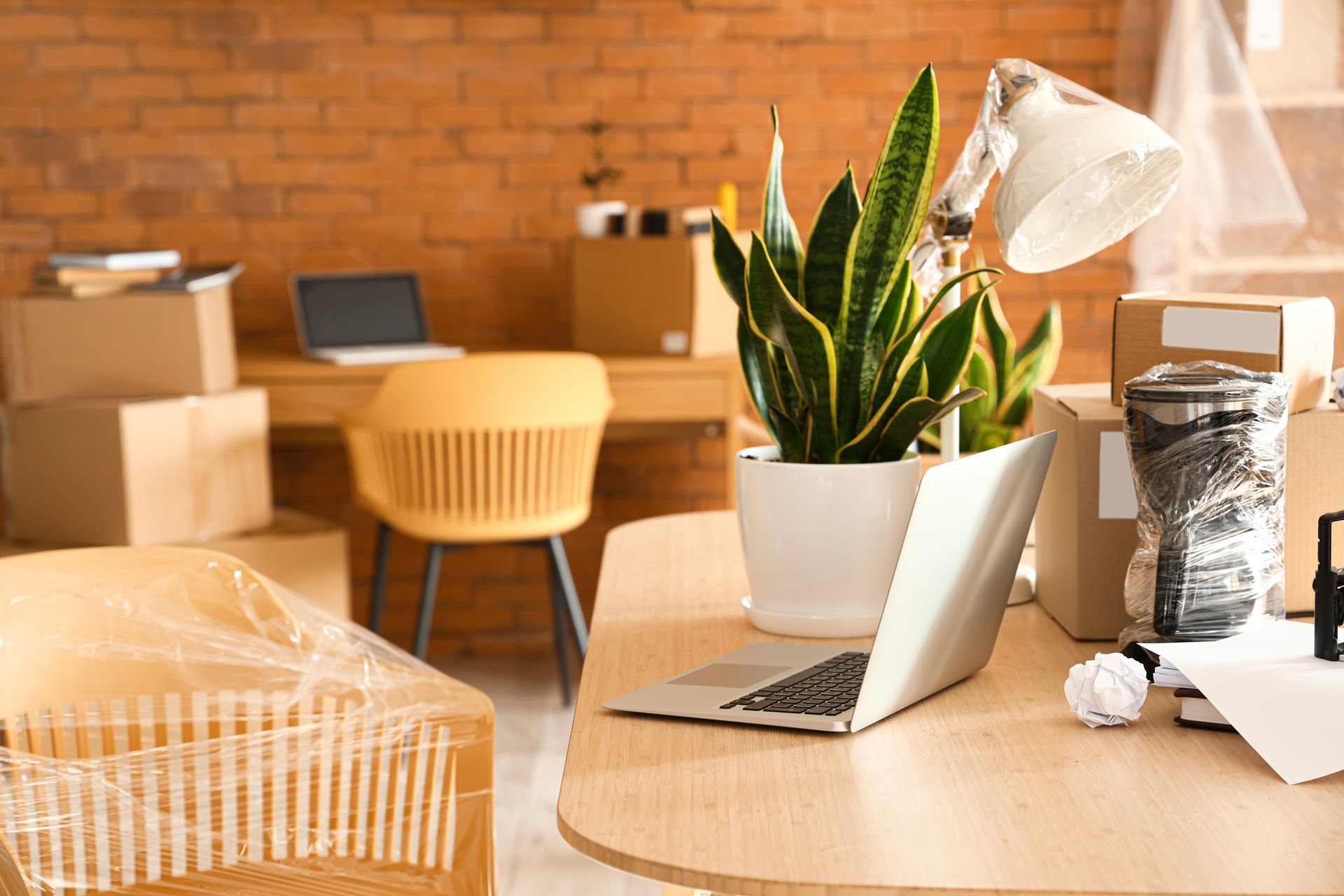 Office setup with laptop