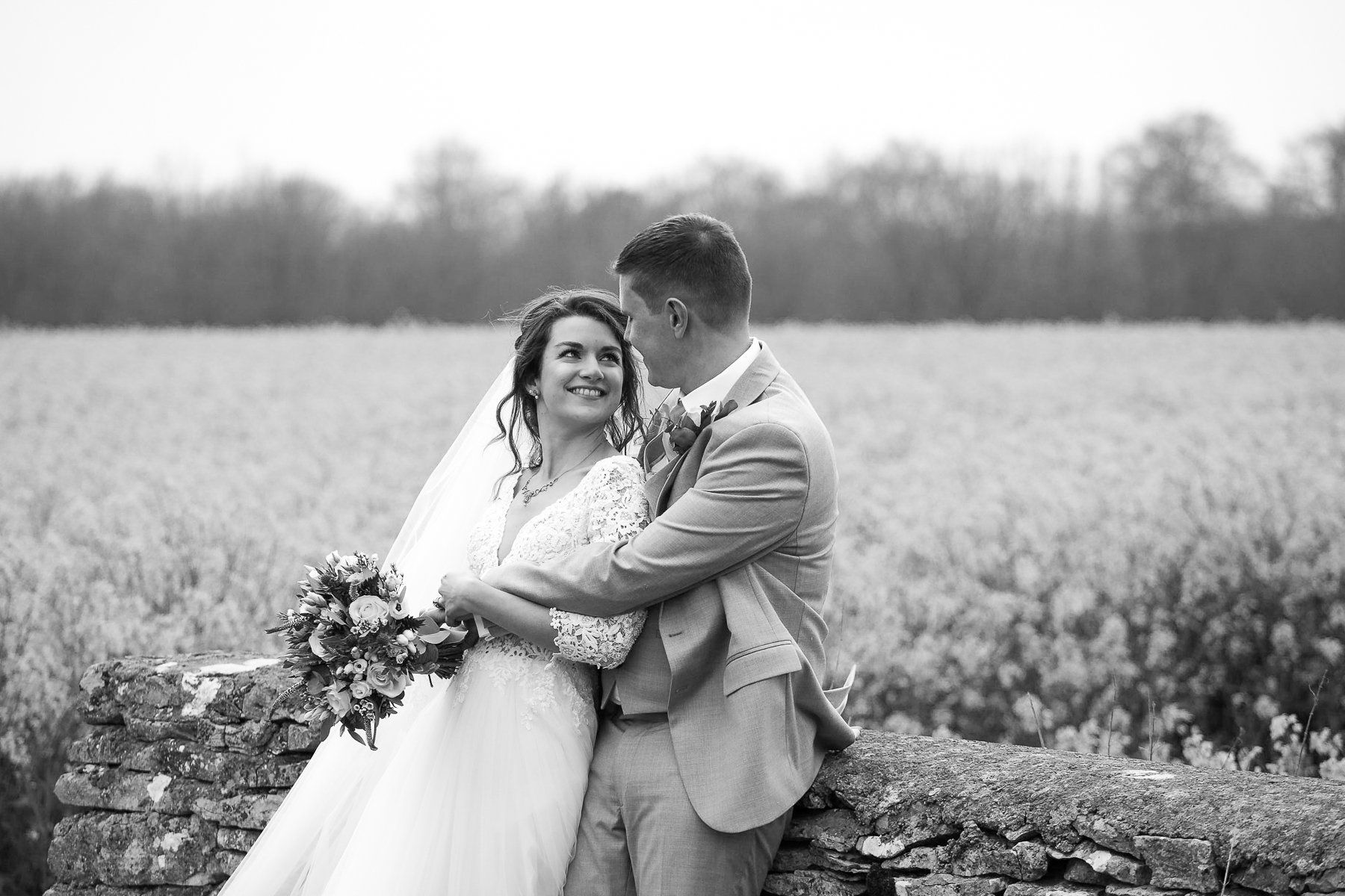 relaxed bride and groom
