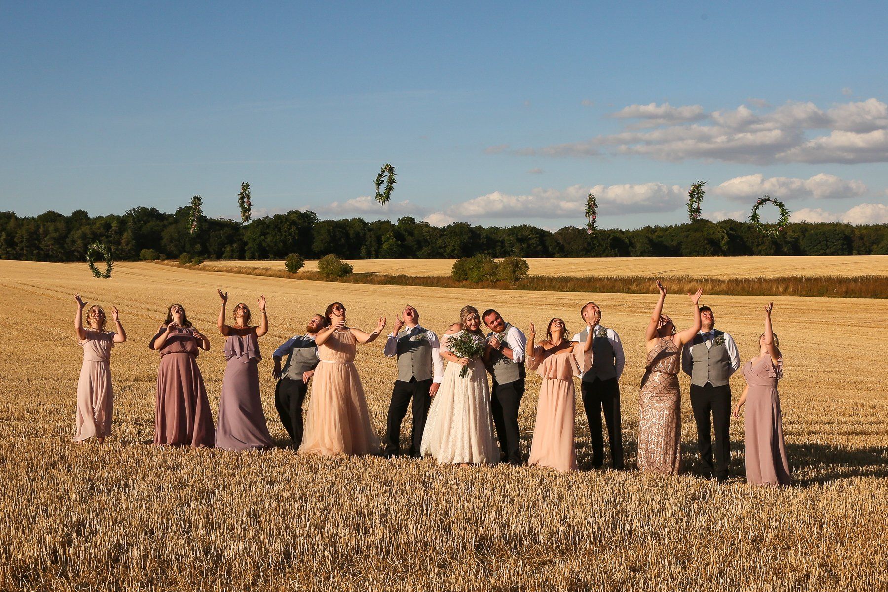 bride and groom in rape field