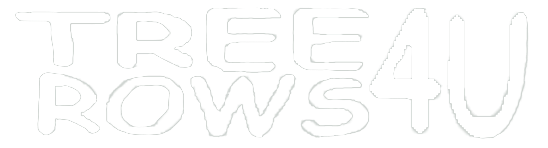 The word tree rows is written in white letters on a white background.