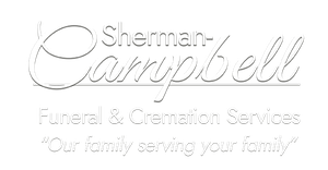 Sherman-Campbell Funeral & Cremation Services logo with slogan &ldquo;Our family serving your family&rdquo;