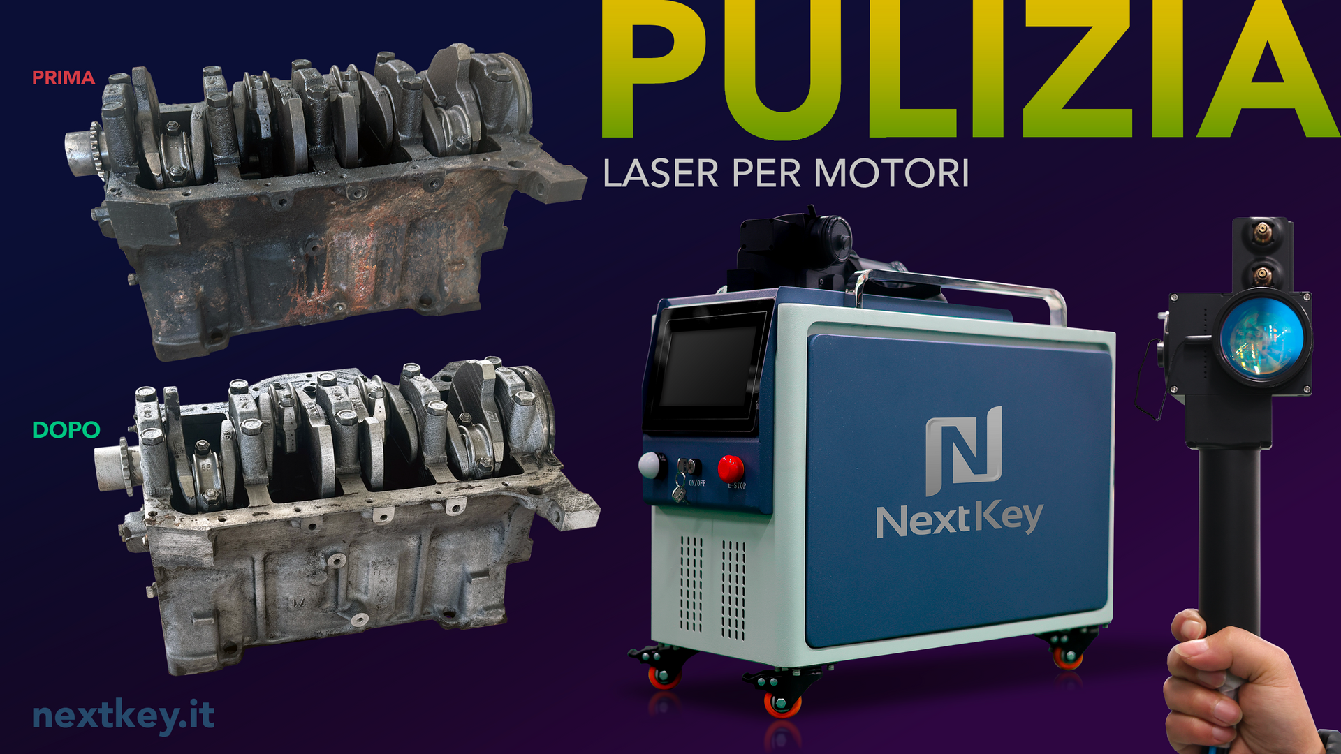 Pulitore laser per motori Pulizia laser motori