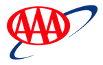 AAA logo with red letters in an oval and blue swooshing rings on a white background