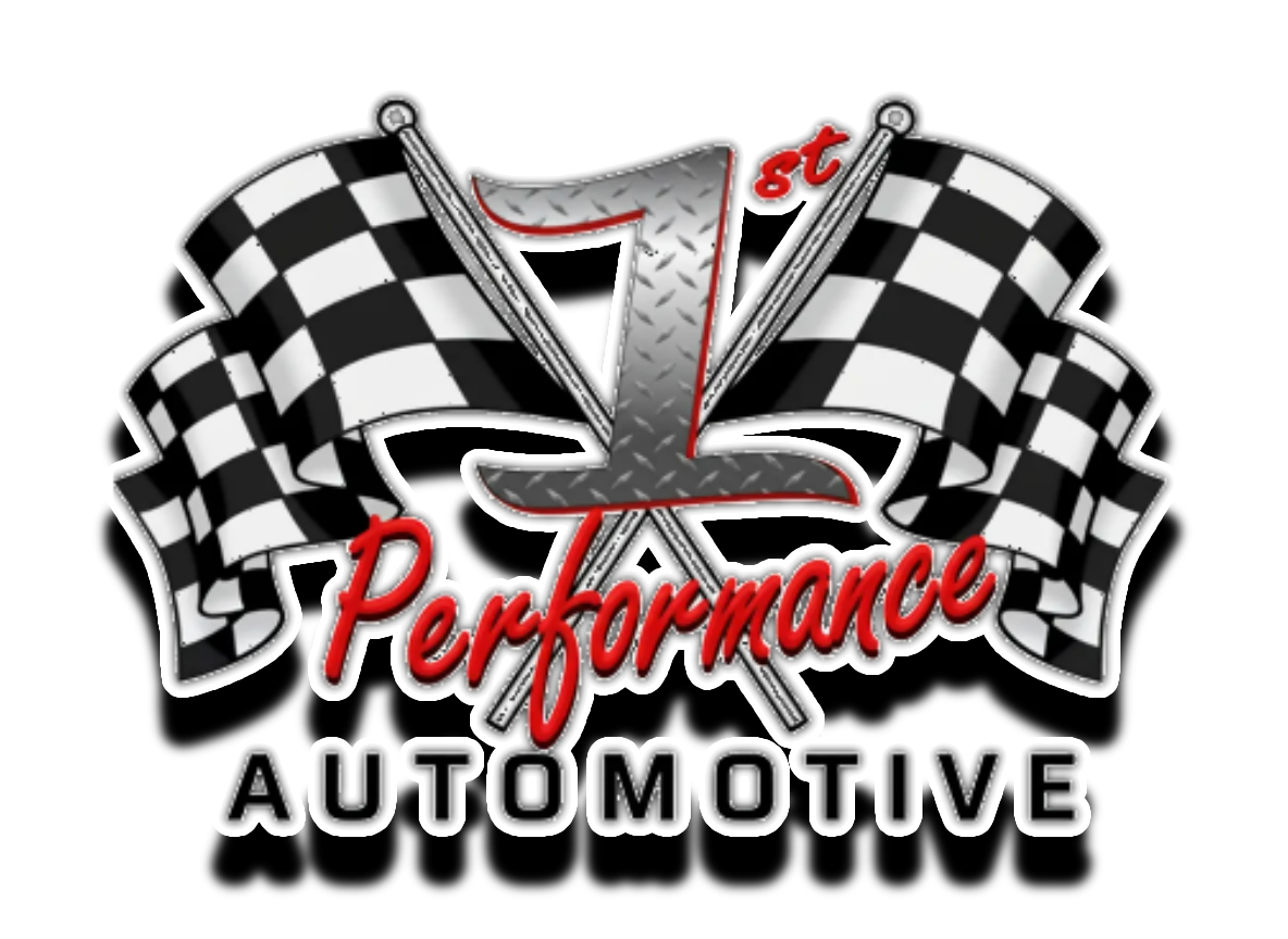 Performance Automotive logo with checkered flags and a red sports car silhouette