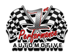 Performance Automotive logo with checkered flags and a red sports car silhouette