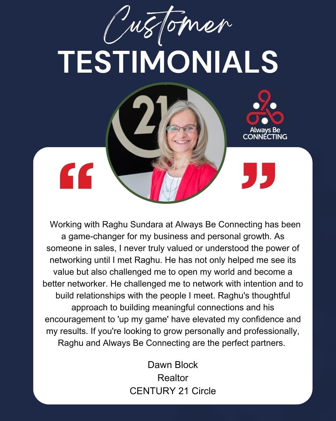 Dawn B Testimonial - Schaumburg, IL — Always Be Connecting