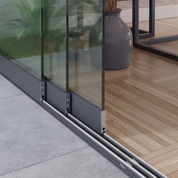 Een 3 spoor glazen schuifwand