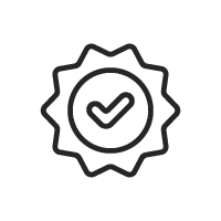 icon of a badge with  a checkmark in a circle indicating that zazen is AAAHC-Accredited Facilities
