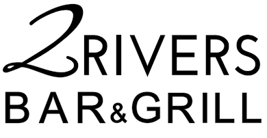 2 Rivers Bar & Grill logo in black text on a white background