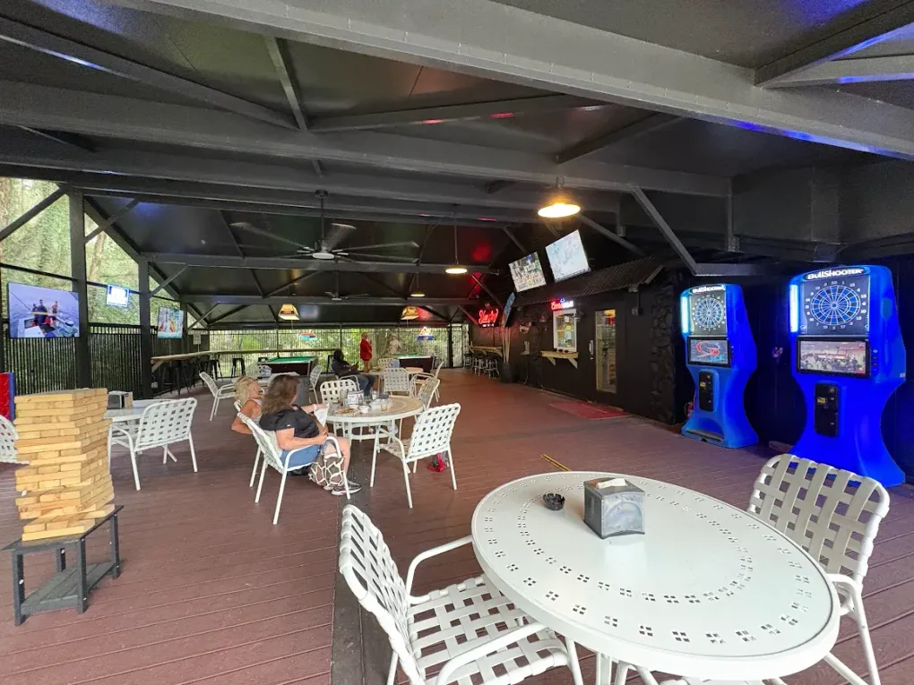 Inside view showing the bar and dining atmosphere at 2 Rivers Bar & Grill