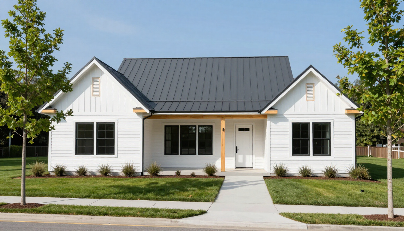 A finished spec home in a new neighborhood