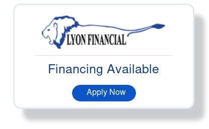 Lyon Financial financing ad with blue logo, “Financing Available,” and an “Apply Now” button