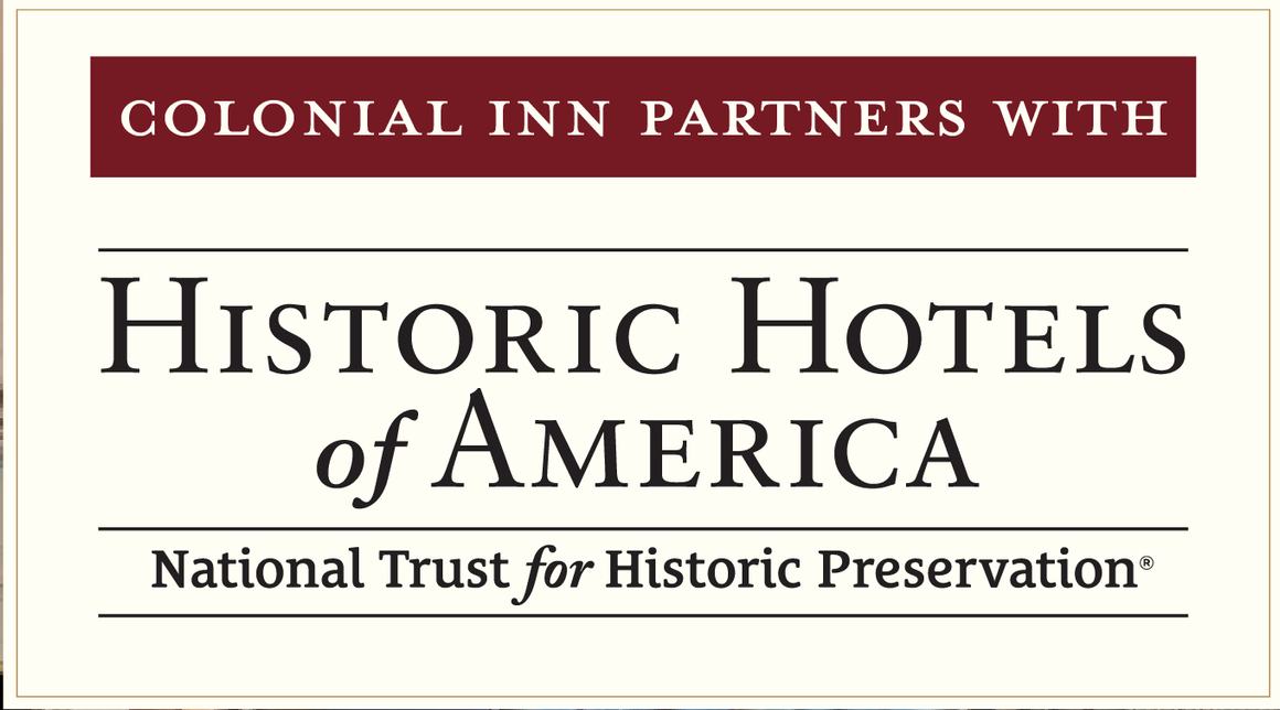 Colonial Inn partners with Historic Hotels of America and National Trust for Historic Preservation sign