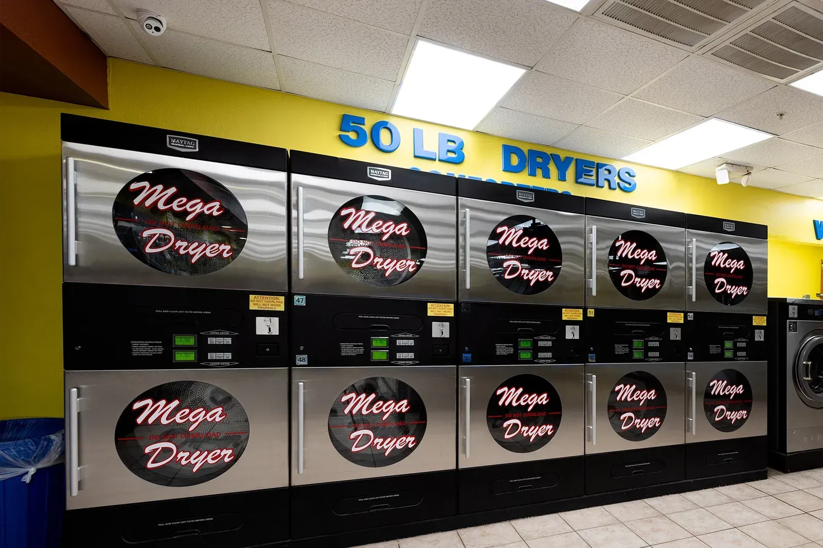 Row of stainless steel dryers with 