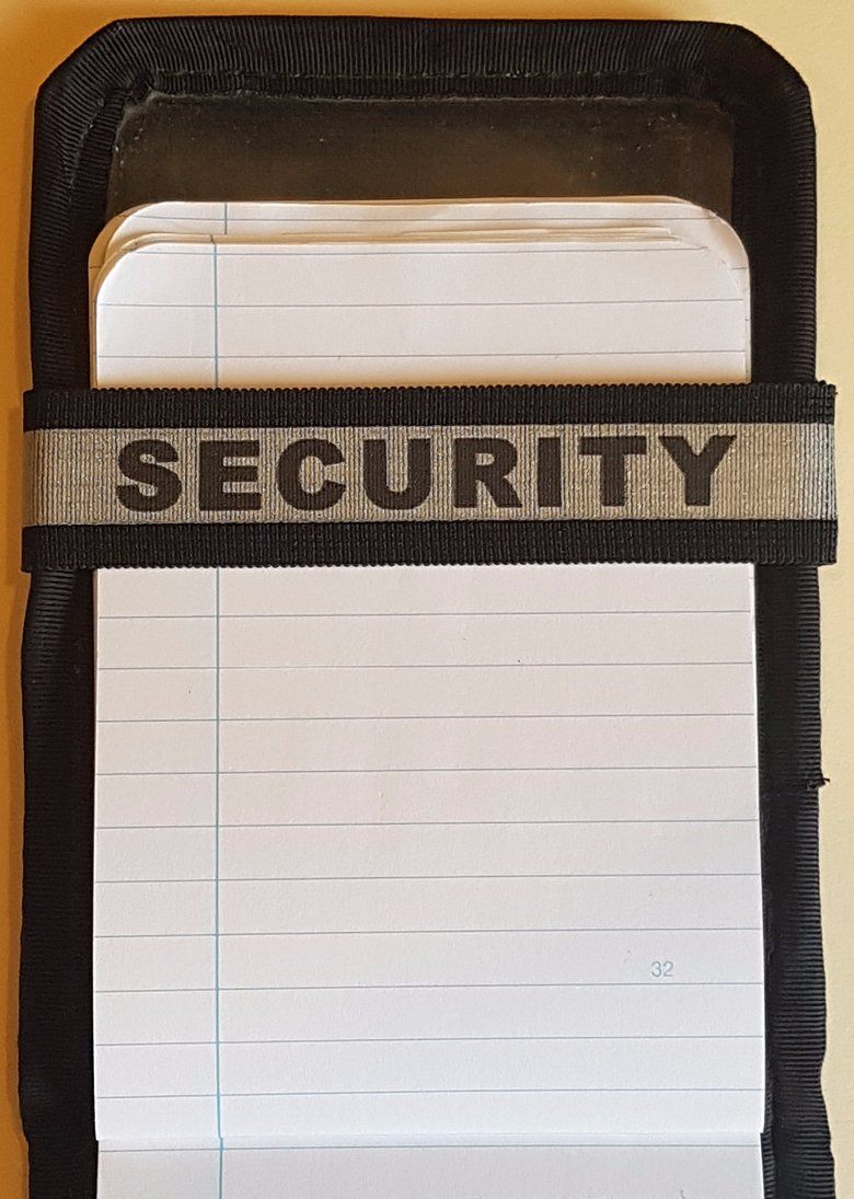 A Notebands™ for your Duty Notebook with the word security written on it