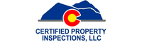 Certified Property Inspections, LLC logo with Colorado flag colors and mountain graphic