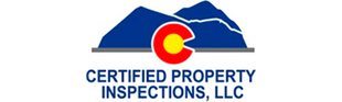 Certified Property Inspections, LLC logo with Colorado flag colors and mountain graphic