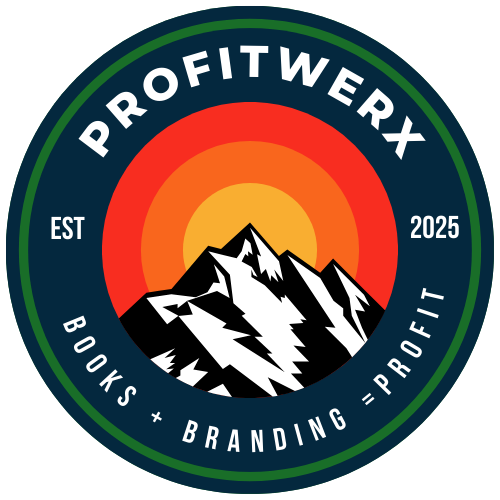 Circular logo: Mountain range silhouetted against a sunset, surrounded by text: 