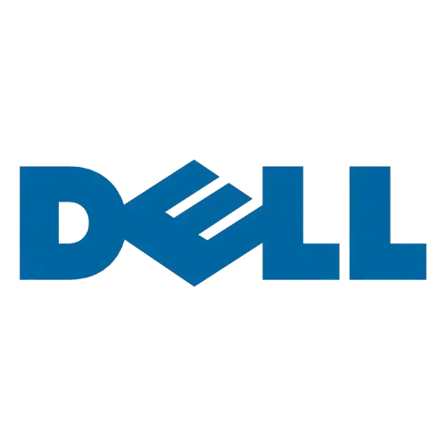 Logotipo azul da Dell sobre fundo branco
