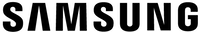 Logotipo preto da Samsung sobre fundo branco
