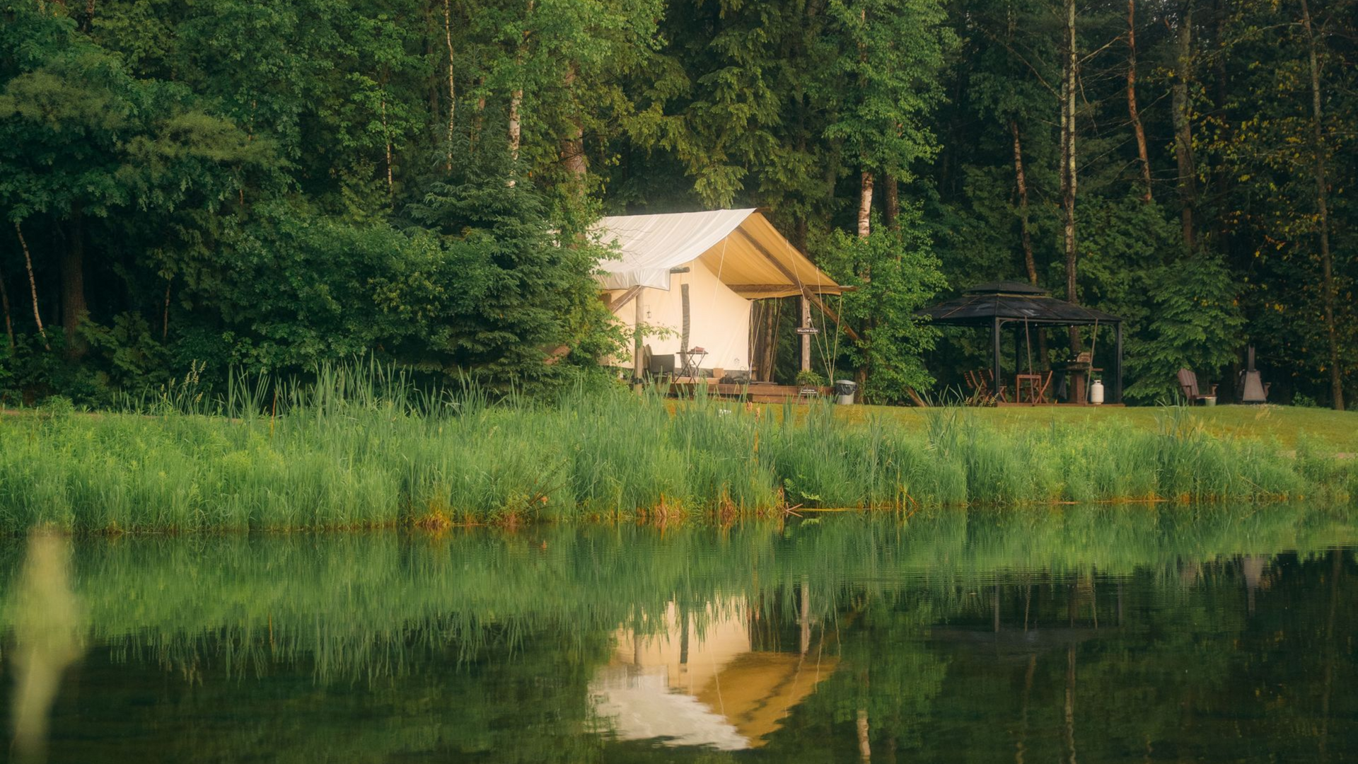 Glamping tent at Whispering Springs in Ontario