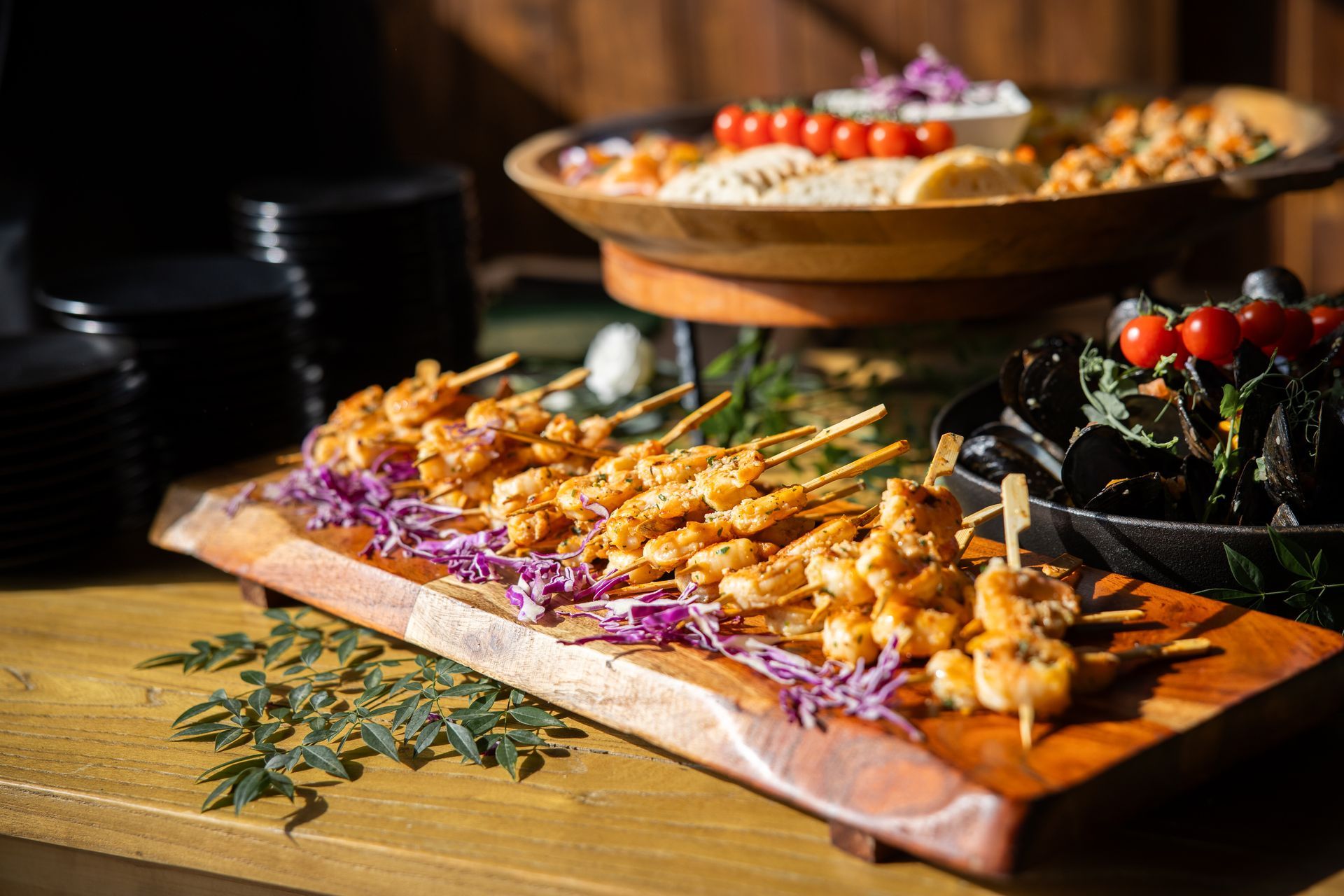 Whispering Springs wedding food buffet station
