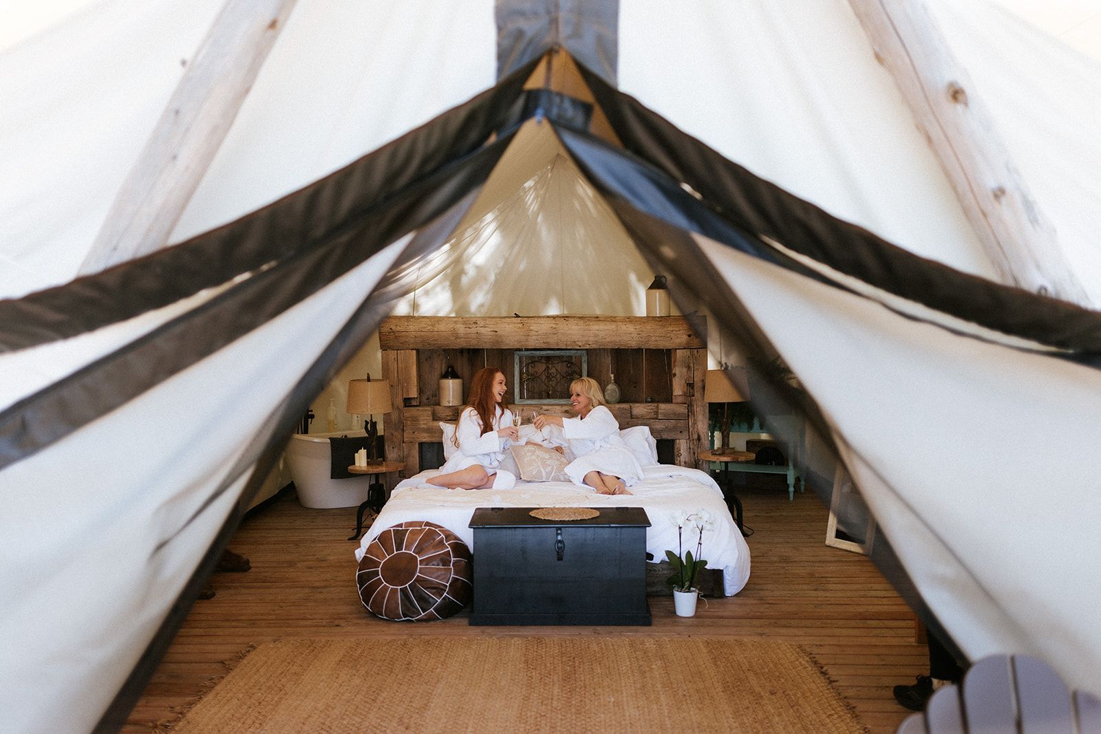 Traditional safari tent Whispering Springs luxury glamping near Toronto Ontario